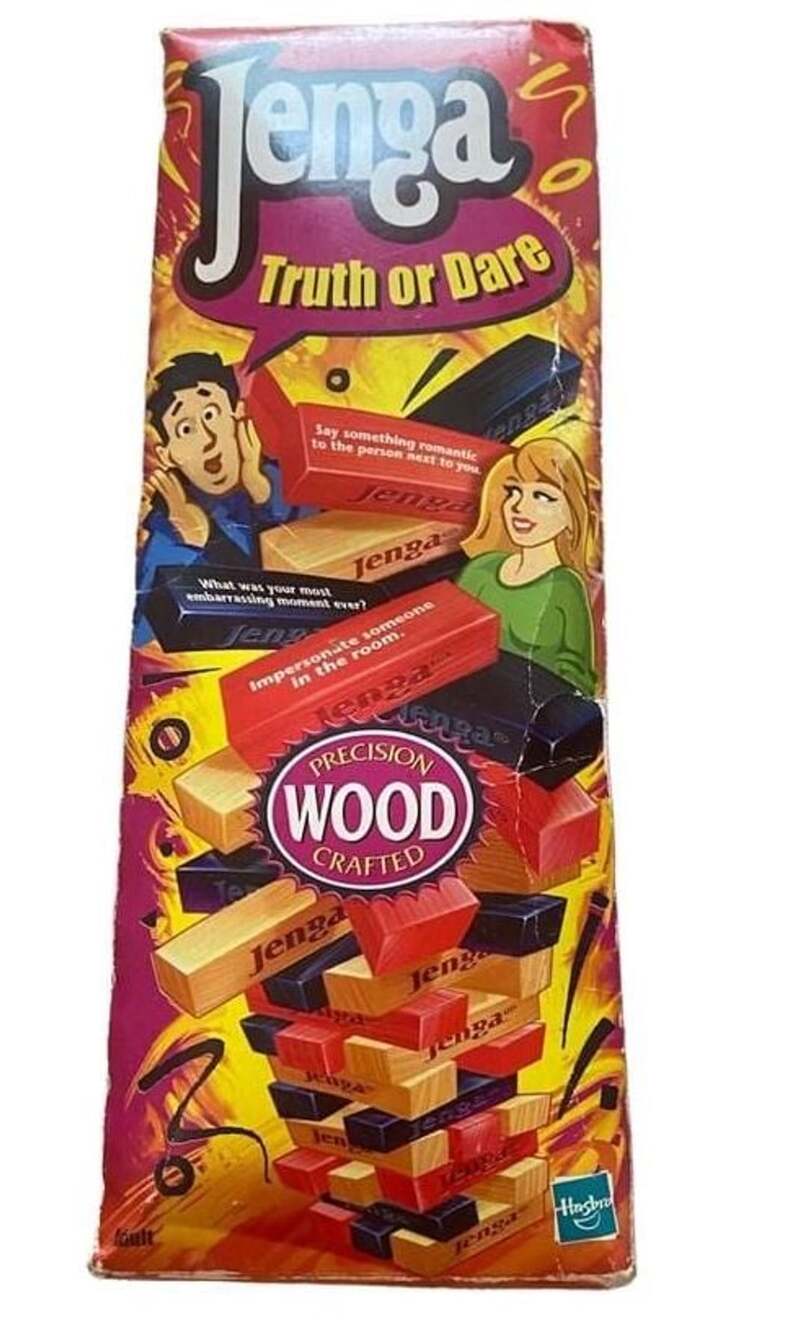 Milton Bradley Jenga Truth or Dare Wood Block Game Year 2000